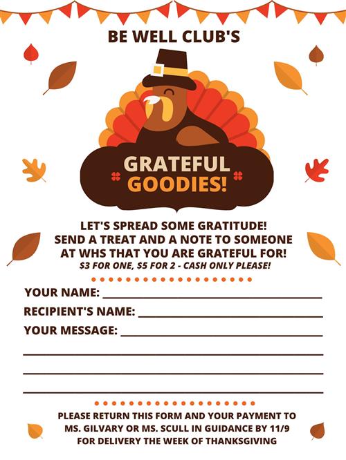 Send a treat and a note to someone you are grateful for! $3 for 1, $5 for 2